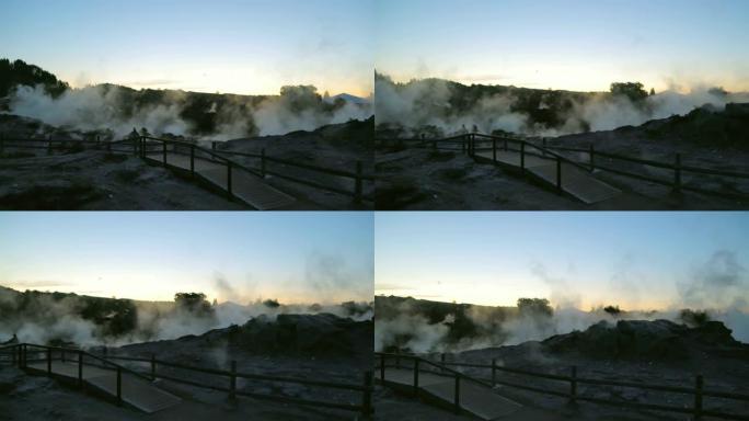 火山景观排放的蒸汽