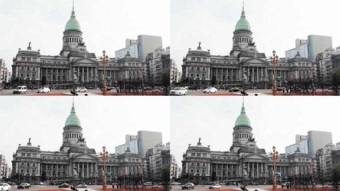 阿根廷国会大厦。外国拱门街景街头视频素材