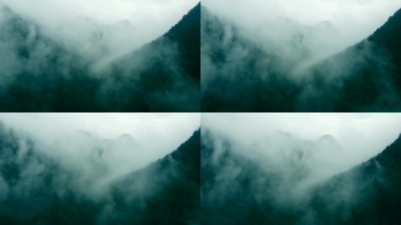 雾山自然生态风光云雾缭绕航拍视角