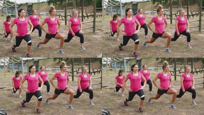 女性朋友一起在新兵训练营享受锻炼