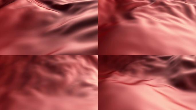 红波背景。红色液体背景的抽象无缝循环4k动画。丝绸质地。布、天鹅绒、琥珀、油。