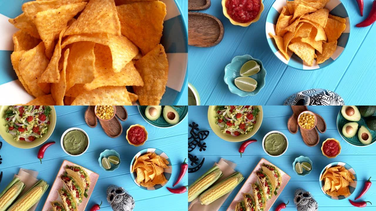 墨西哥食物桌面。视频素材