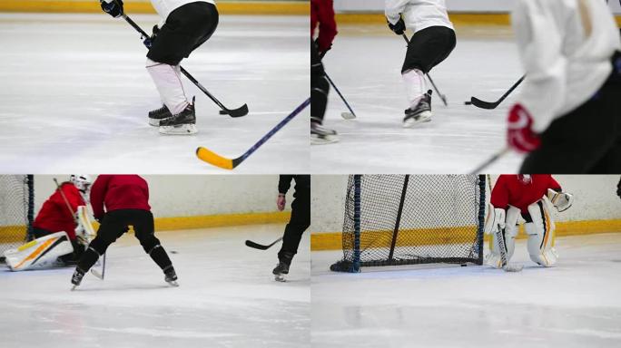 冰上曲棍球运动员在冰上滑冰