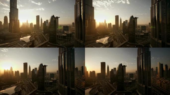 具有现代建筑和塔楼建筑的市长城市的空中拍摄