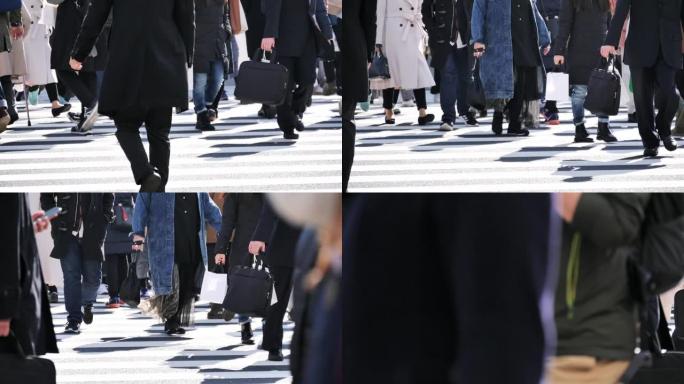 日本商人步行上班人流拍摄实拍视频
