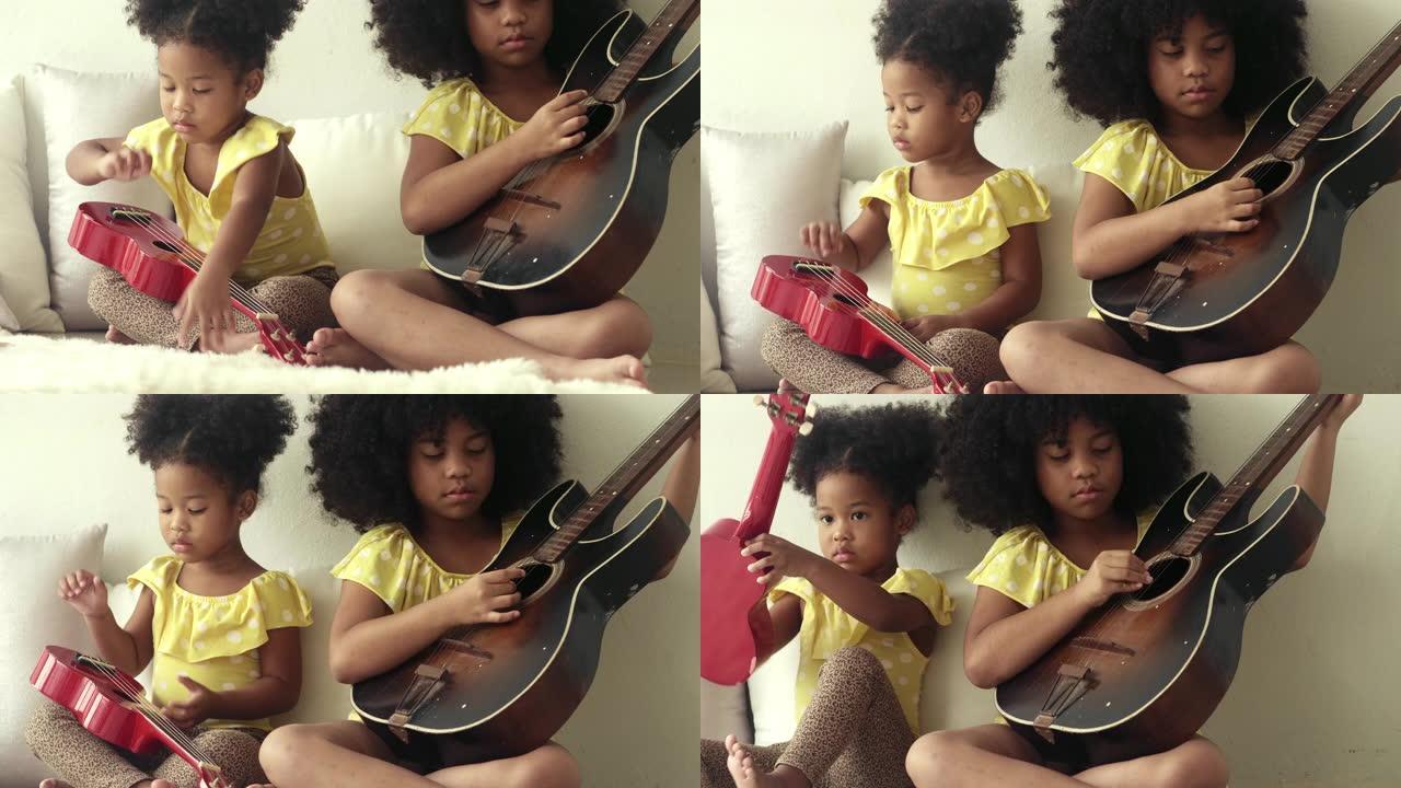 小音乐家小孩玩耍弹奏