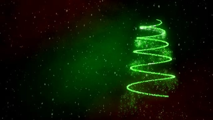 绿色圣诞树粒子光线光效圣诞下雪