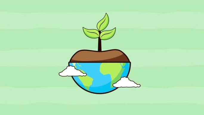 半地球行星和植物的生态友好型环境动画