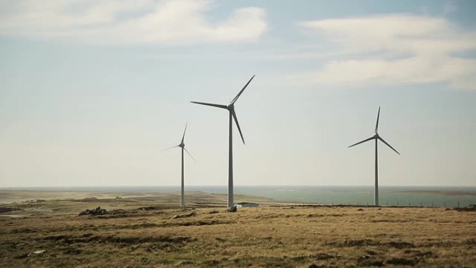 福克兰群岛 (马尔维纳斯群岛) 的风力涡轮机。