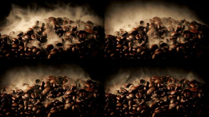 热气腾腾的烤咖啡豆