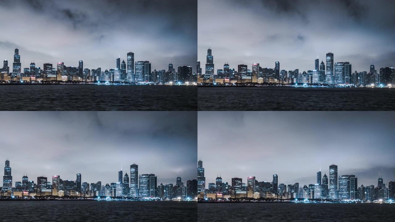T/L ZI流云的芝加哥夜景/伊利诺伊州芝加哥