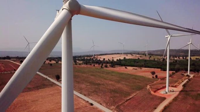 风力发电机风车替代能源的航拍