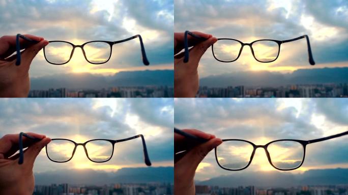 透过眼镜看城市景观