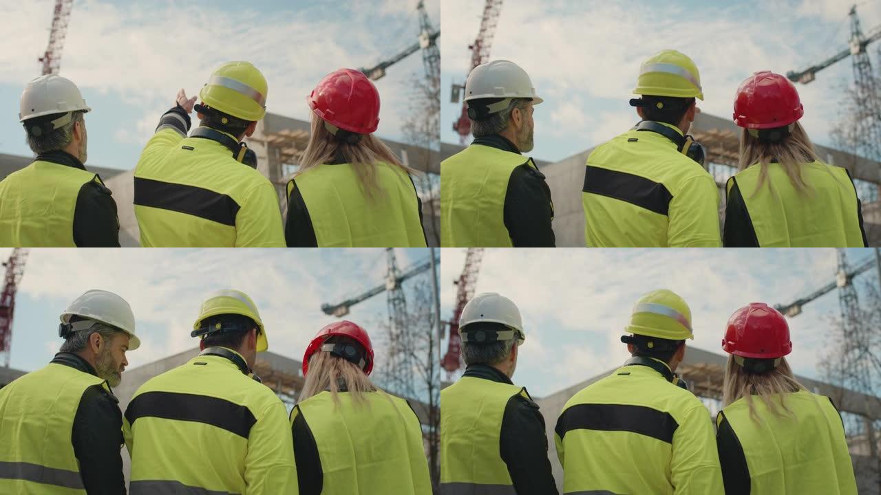 建筑工人宣传片施工团队安全帽