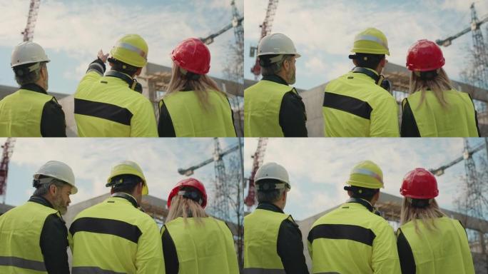 建筑工人宣传片施工团队安全帽