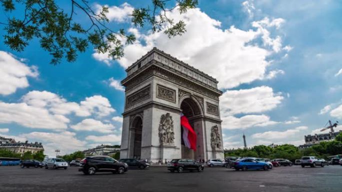 法国巴黎凯旋门标志性CBD全景全貌游览观