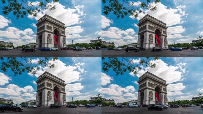 法国巴黎凯旋门标志性CBD全景全貌游览观