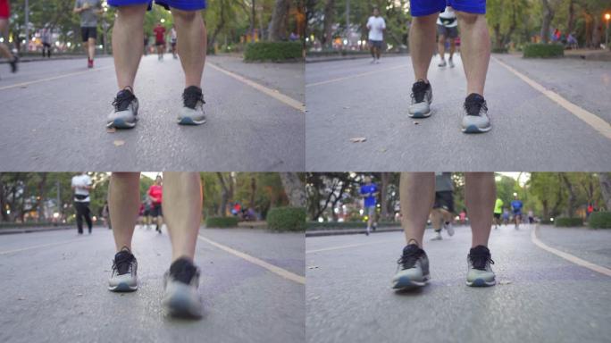 跑步时腿疼痛的低角度视图