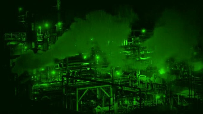夜景吸烟工业设施工厂夜景工业设施工厂排放