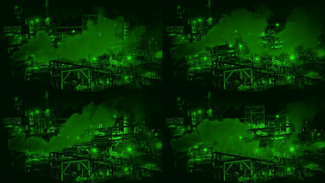 夜景吸烟工业设施工厂夜景工业设施工厂排放