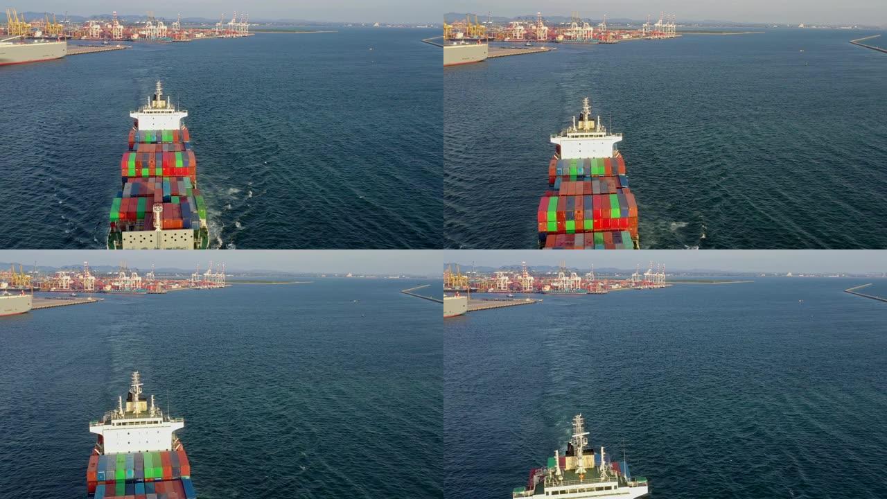 东南亚海洋集装箱船4k航拍轨迹