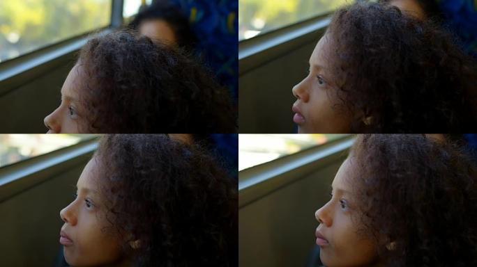 乘坐4k公交车时透过窗户看的女孩