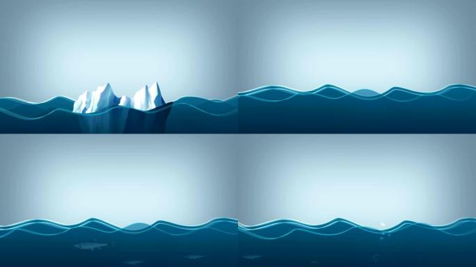 漂浮在北极海中的冰山 (气候变化)