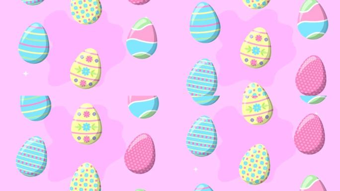 彩绘鸡蛋的复活节快乐动画卡片