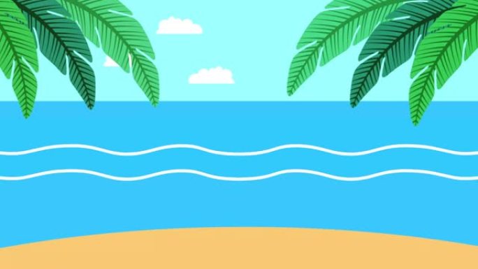 夏季海上场景卡通海滩MG动画