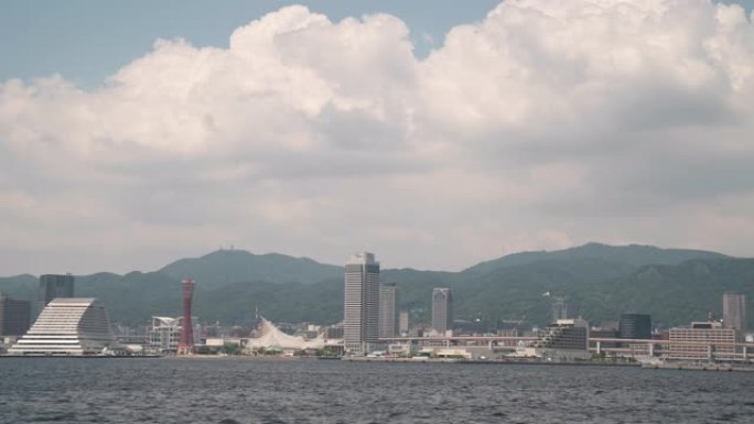 延时: 日本兵库县关西的神户港塔和神户市景观