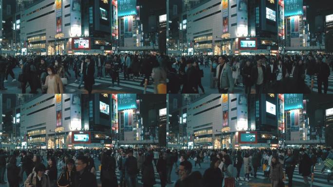 晚上的人横行横道涩谷