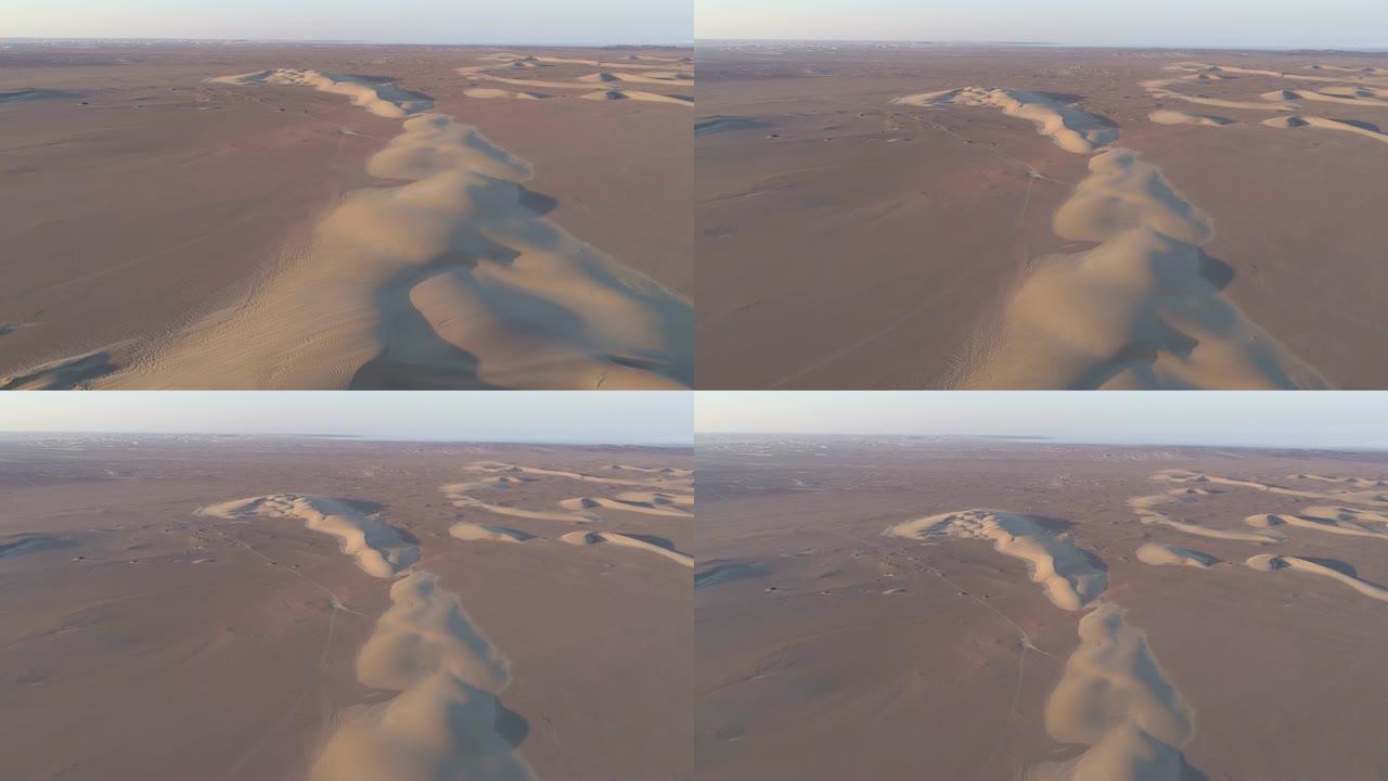 纳米比亚骷髅海岸纳米布沙漠无尽沙丘的4k高鸟瞰图