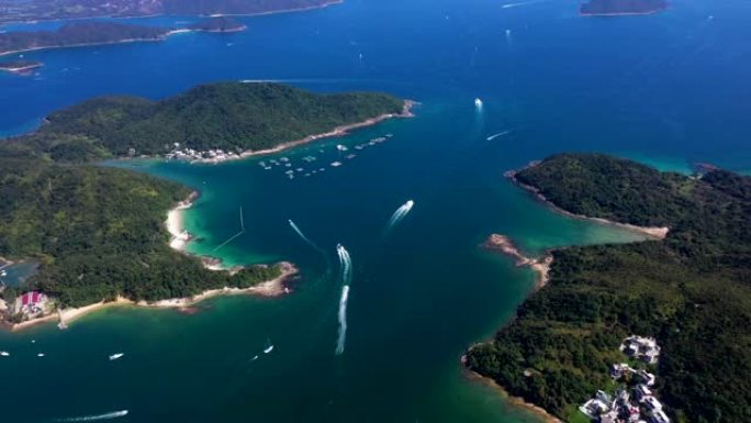 香港西贡半岛河北港或白沙湾鸟瞰图