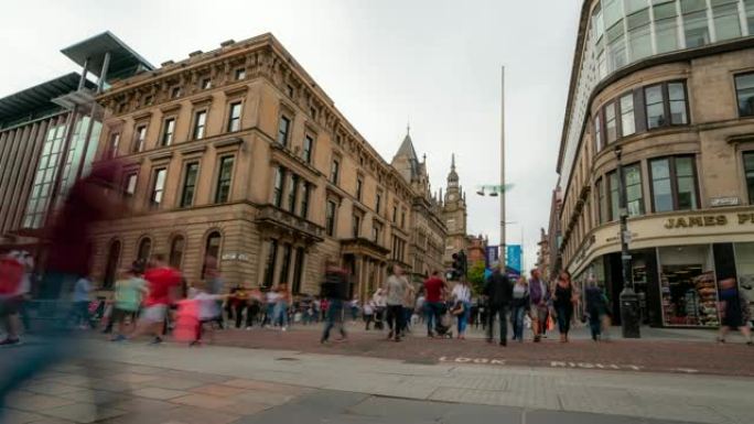 英国苏格兰格拉斯哥拥挤的布坎南购物街