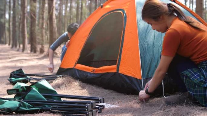 在森林露营实拍