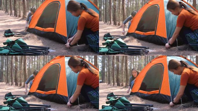 在森林露营实拍