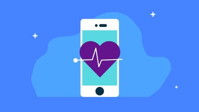 带心脏远程医疗应用动画的智能手机