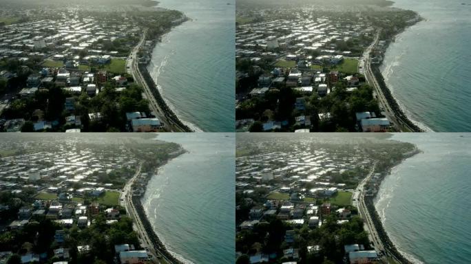 波多黎各沿海新港的空中拍摄。
