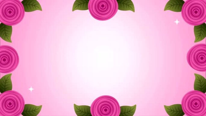 美丽玫瑰花卉花园框架动画