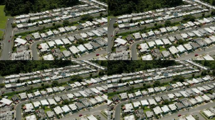 波多黎各居民区的空中建立镜头。