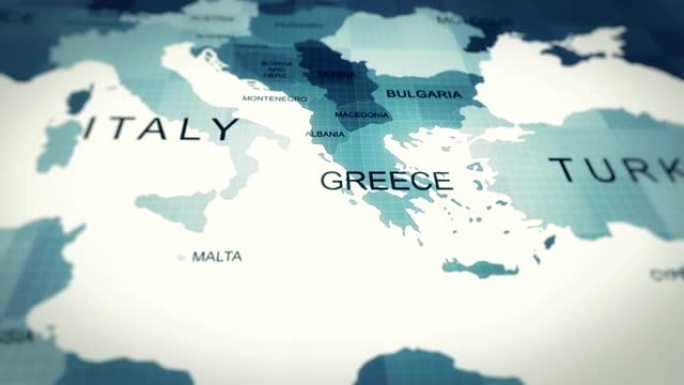 4k地图动画，世界地图，希腊