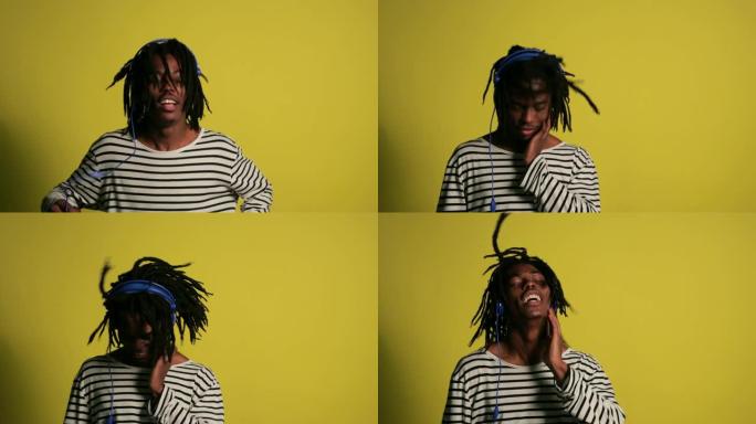 沉浸在音乐中外国人自嗨