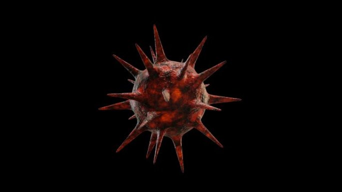 逼真，冠状病毒 (新型冠状病毒肺炎) 医学动画。病毒模型是现实的。哑光，阿尔法通道。可循环。
