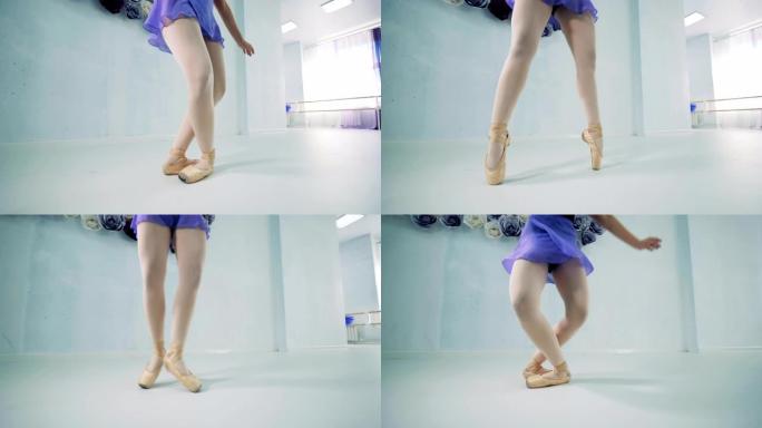 芭蕾舞女演员的腿在转换姿势的过程中