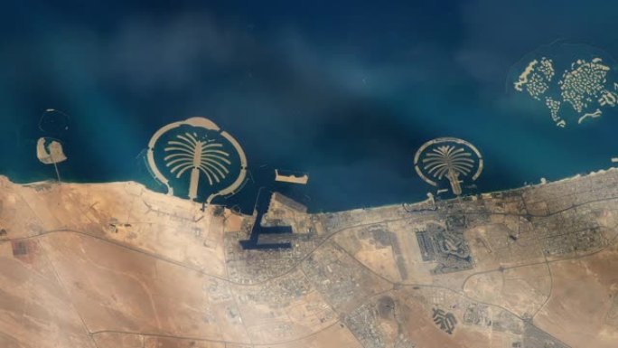从太空看迪拜，从国际空间站看。