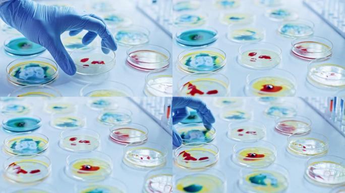 科学家使用培养皿与各种细菌，组织和血液样本。药物研究的概念用于抗生素，用DNA增强药物治疗疾病。移动