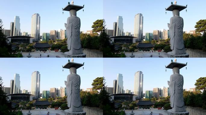 韩国首尔市的Bongeunsa寺景观