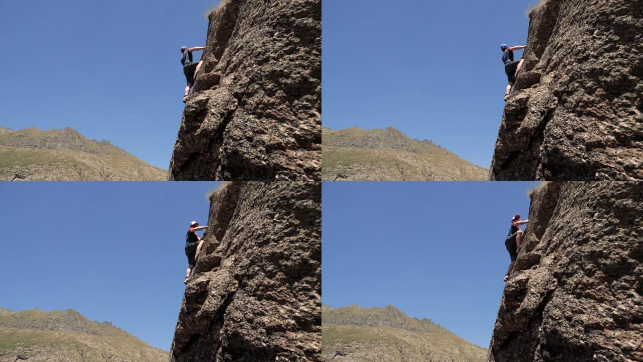 攀岩者。攀登悬崖攀岩者。攀登悬崖
