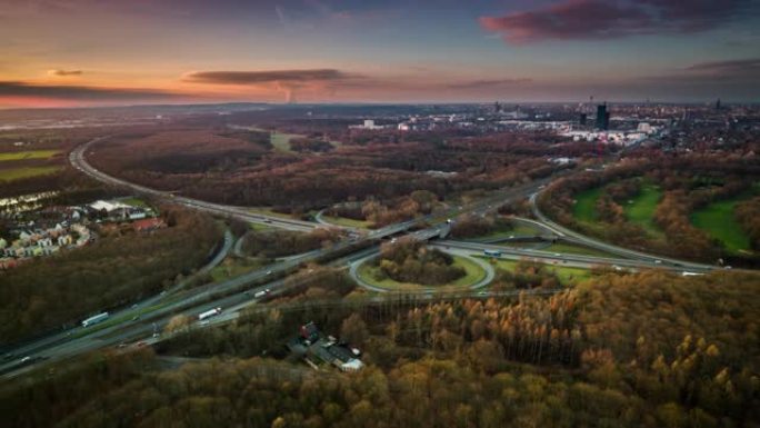 德国科隆高速公路交叉口鸟瞰图