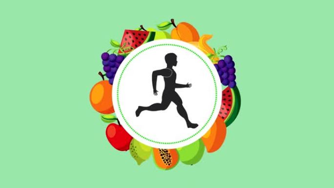 健康生活方式男人跑步和素食